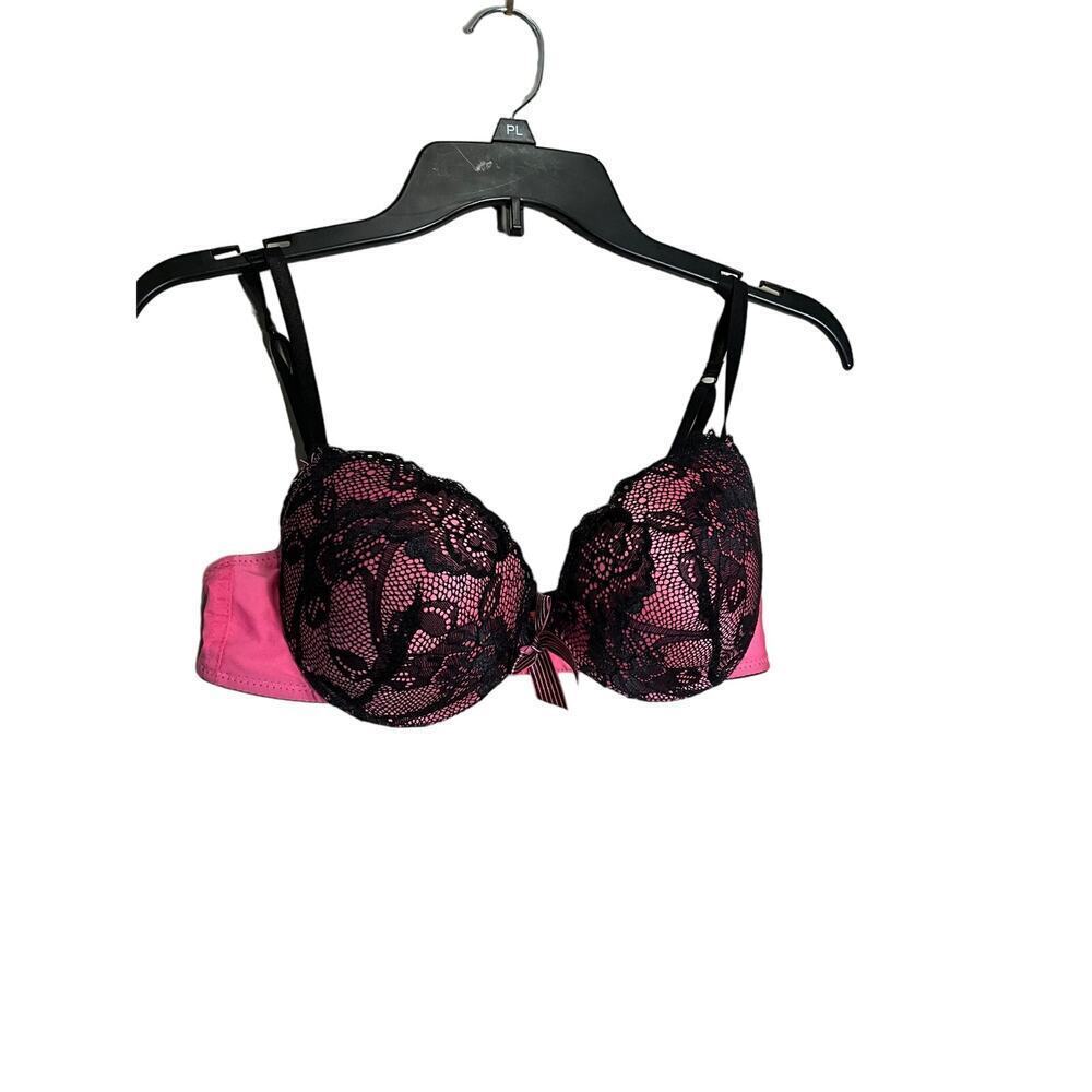 Pink Lace Push Up Bra B22311 Underwired Floral Lace Black Pink Womens Size 36C